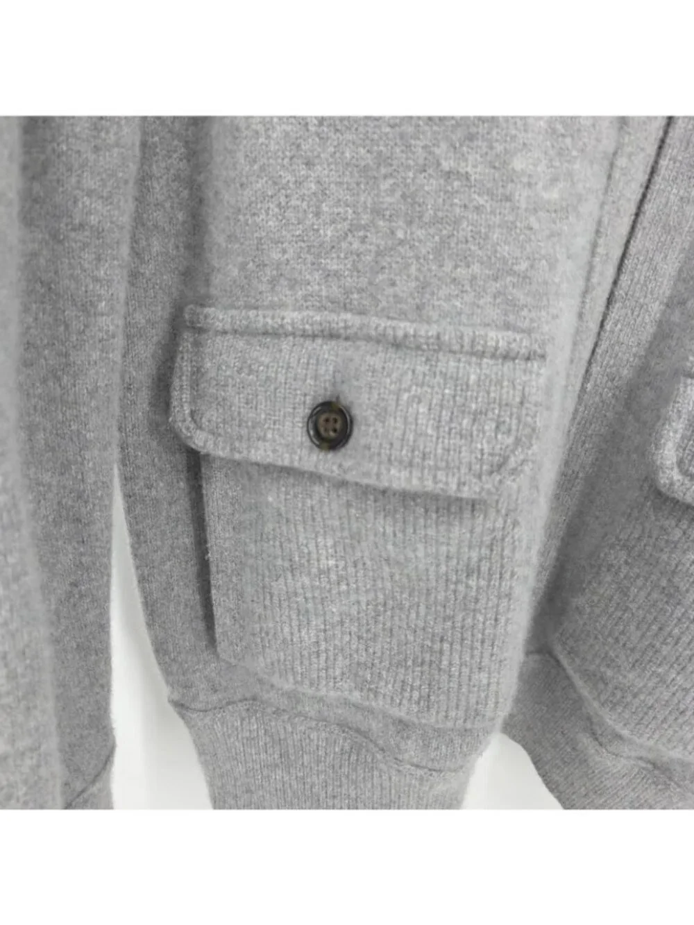 Banana Republic Sweater Mens L Gray Merino Wool Blend Full Zip Pockets Cardigan